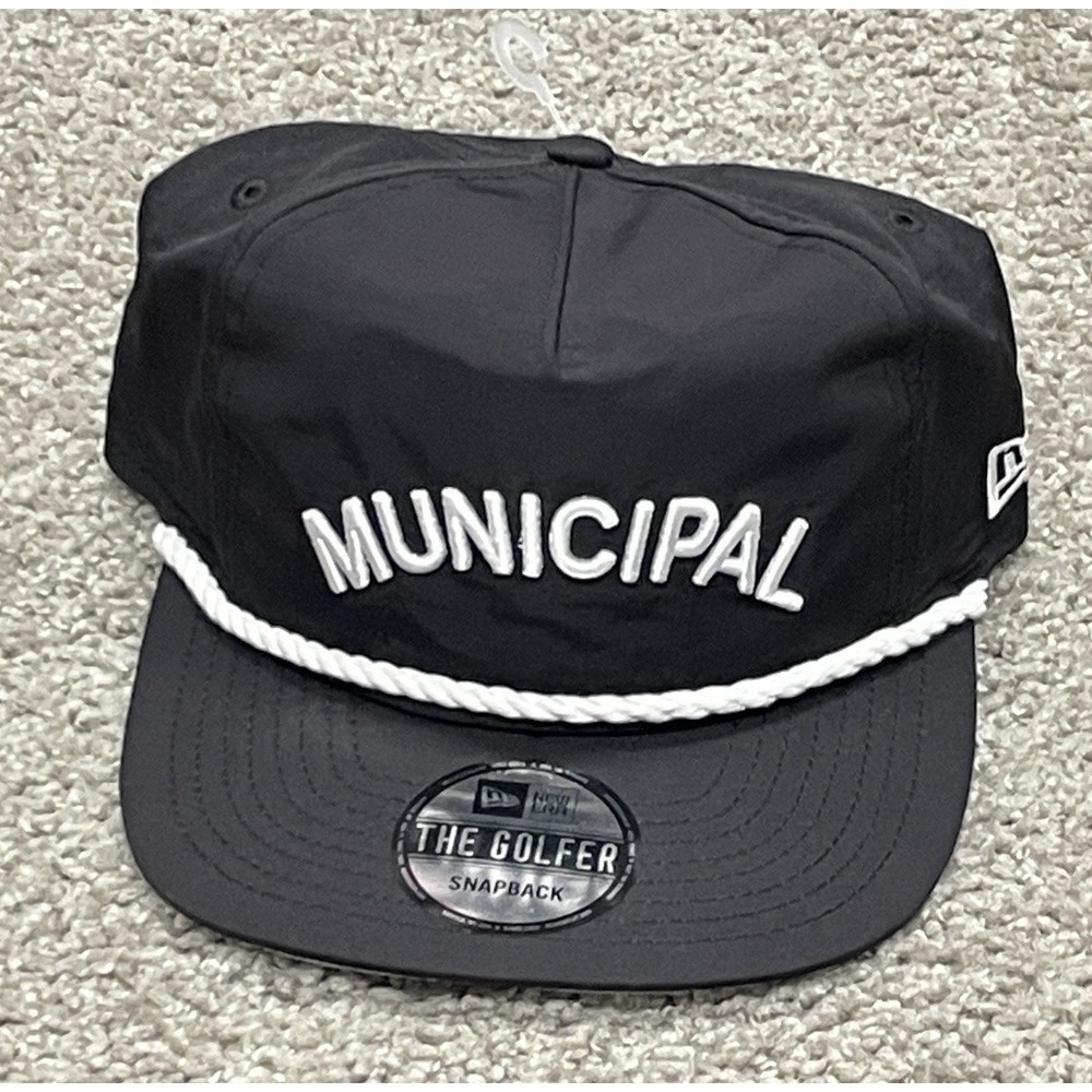 Black With White Rope The Golfer New Era MUNICIPAL Snapback Hat NEW WITH TAGS